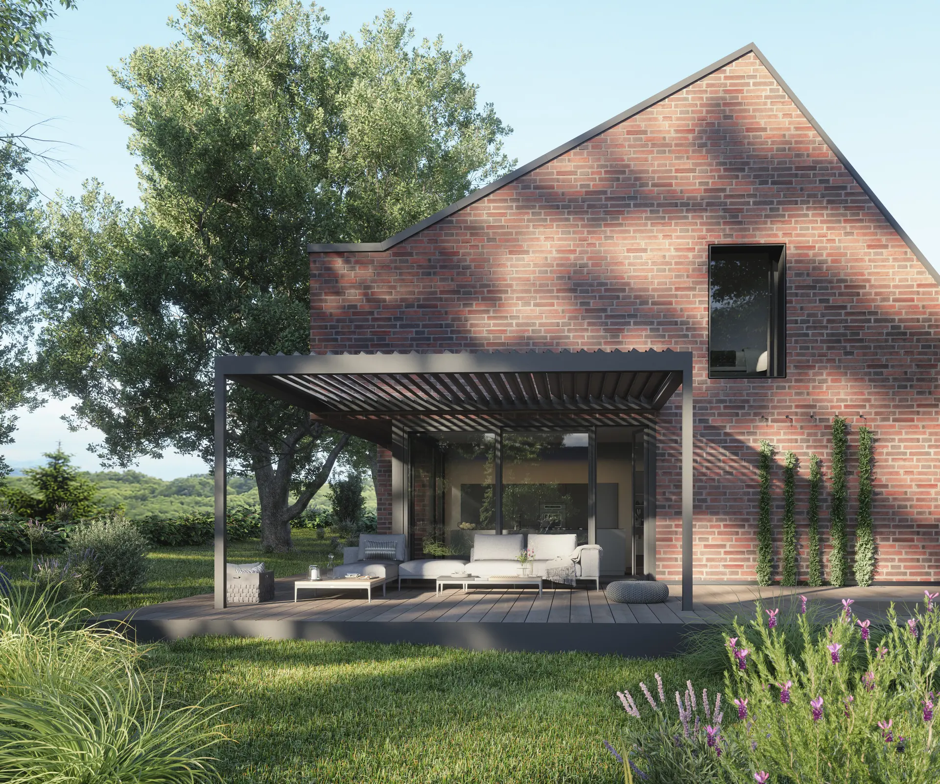 Bioklimatická pergola BAVONA s lamelovou střechou – Moonex